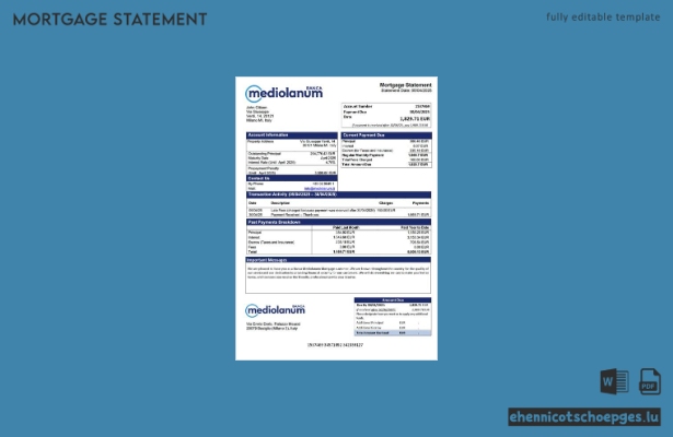 Italienische Banca Mediolanum Hypothekenabrechnung – Beispiel-Word- und PDF-Datei (Vorschau)